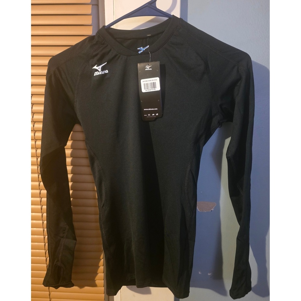 Mizuno DryLite Volleyball Long Sleeve Compression Shirt Black XXS Lightweight